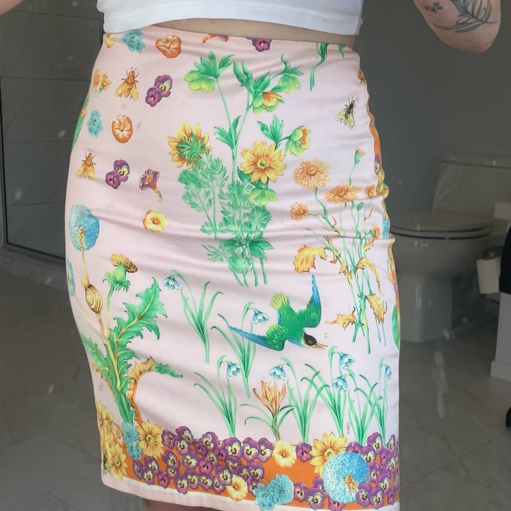 Gianni Versace Couture Botanical Print Skirt